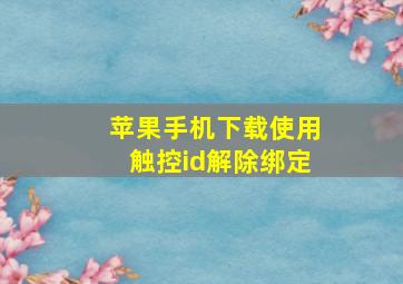 苹果手机下载使用触控id解除绑定