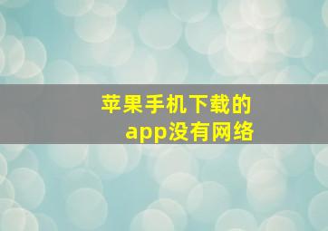 苹果手机下载的app没有网络