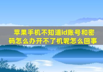 苹果手机不知道id账号和密码怎么办开不了机呢怎么回事