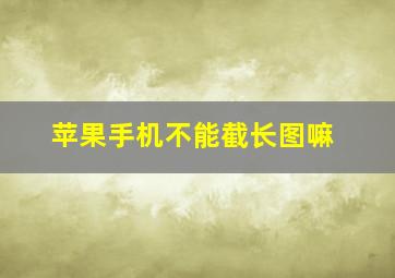 苹果手机不能截长图嘛