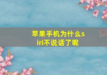 苹果手机为什么siri不说话了呢