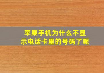 苹果手机为什么不显示电话卡里的号码了呢