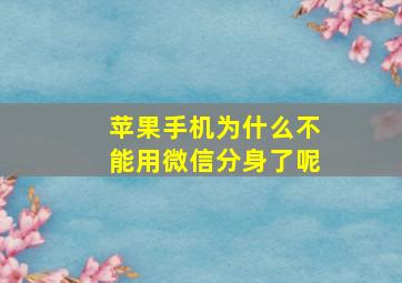 苹果手机为什么不能用微信分身了呢