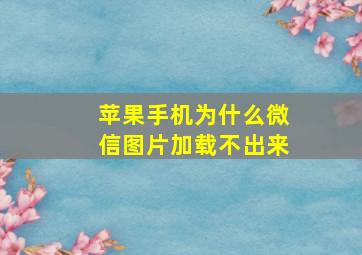 苹果手机为什么微信图片加载不出来