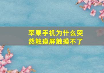 苹果手机为什么突然触摸屏触摸不了