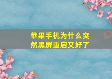 苹果手机为什么突然黑屏重启又好了