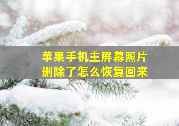 苹果手机主屏幕照片删除了怎么恢复回来