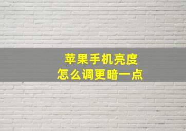 苹果手机亮度怎么调更暗一点