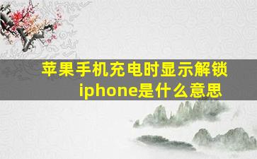 苹果手机充电时显示解锁iphone是什么意思