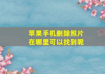 苹果手机删除照片在哪里可以找到呢