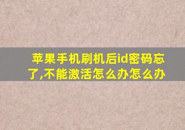 苹果手机刷机后id密码忘了,不能激活怎么办怎么办