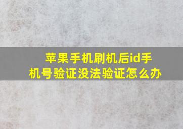 苹果手机刷机后id手机号验证没法验证怎么办