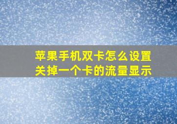 苹果手机双卡怎么设置关掉一个卡的流量显示