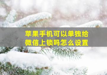 苹果手机可以单独给微信上锁吗怎么设置