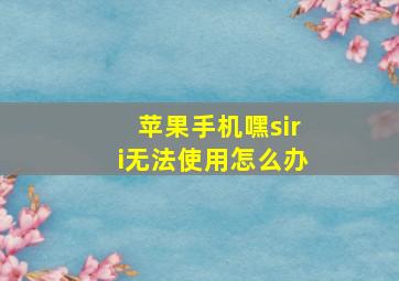 苹果手机嘿siri无法使用怎么办