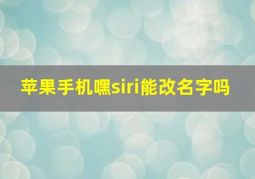 苹果手机嘿siri能改名字吗