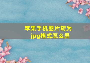 苹果手机图片转为jpg格式怎么弄