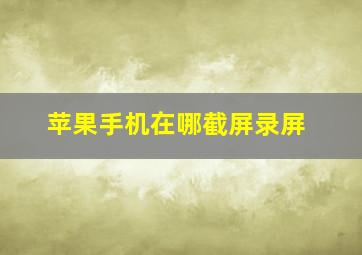 苹果手机在哪截屏录屏