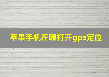 苹果手机在哪打开gps定位