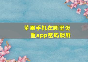 苹果手机在哪里设置app密码锁屏