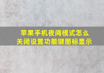 苹果手机夜间模式怎么关闭设置功能键图标显示