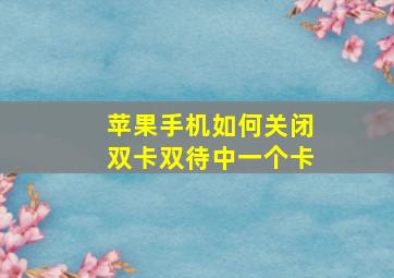 苹果手机如何关闭双卡双待中一个卡