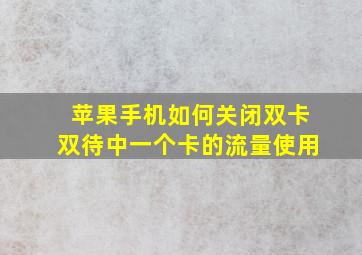 苹果手机如何关闭双卡双待中一个卡的流量使用