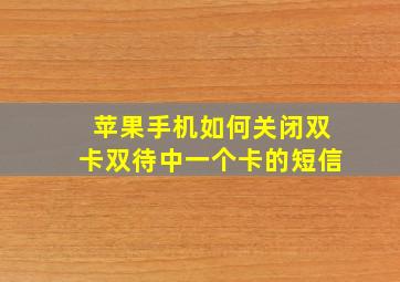 苹果手机如何关闭双卡双待中一个卡的短信