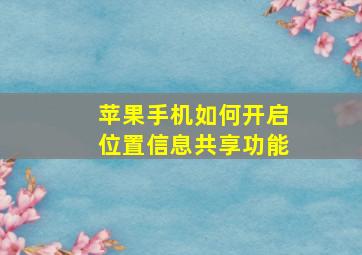 苹果手机如何开启位置信息共享功能