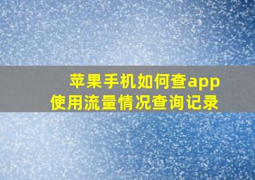 苹果手机如何查app使用流量情况查询记录