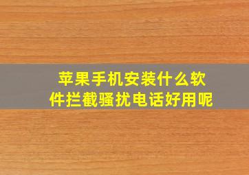 苹果手机安装什么软件拦截骚扰电话好用呢