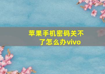 苹果手机密码关不了怎么办vivo