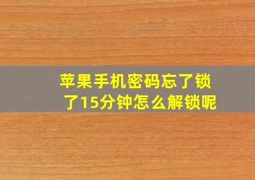 苹果手机密码忘了锁了15分钟怎么解锁呢