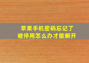 苹果手机密码忘记了被停用怎么办才能解开