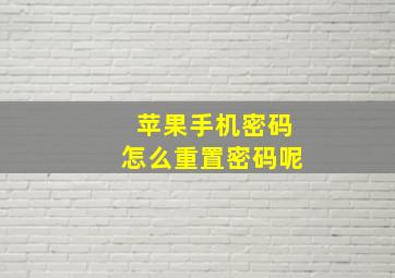 苹果手机密码怎么重置密码呢