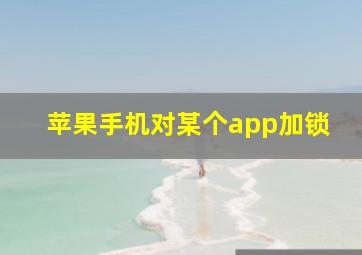 苹果手机对某个app加锁