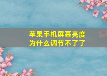 苹果手机屏幕亮度为什么调节不了了