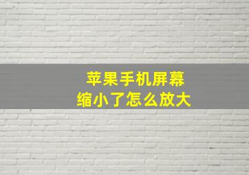 苹果手机屏幕缩小了怎么放大