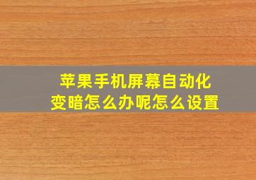 苹果手机屏幕自动化变暗怎么办呢怎么设置