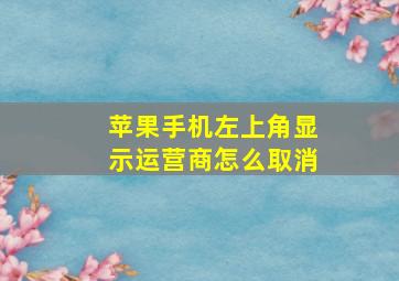 苹果手机左上角显示运营商怎么取消