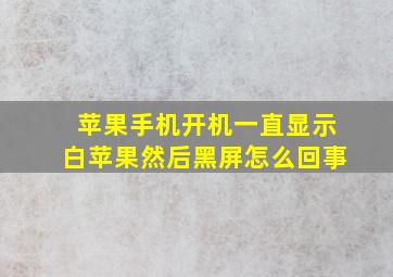 苹果手机开机一直显示白苹果然后黑屏怎么回事