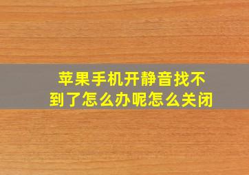 苹果手机开静音找不到了怎么办呢怎么关闭