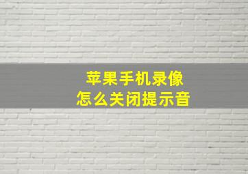 苹果手机录像怎么关闭提示音