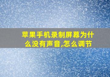 苹果手机录制屏幕为什么没有声音,怎么调节