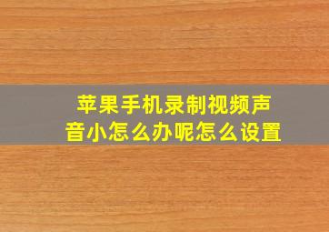 苹果手机录制视频声音小怎么办呢怎么设置