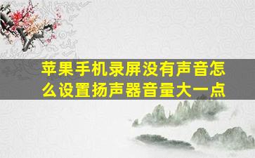 苹果手机录屏没有声音怎么设置扬声器音量大一点