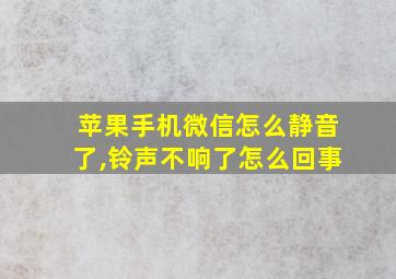 苹果手机微信怎么静音了,铃声不响了怎么回事