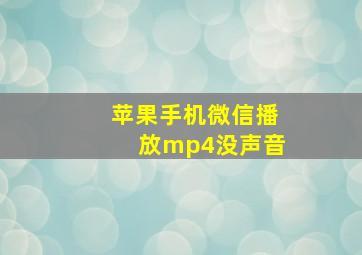 苹果手机微信播放mp4没声音