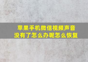 苹果手机微信视频声音没有了怎么办呢怎么恢复