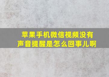 苹果手机微信视频没有声音提醒是怎么回事儿啊